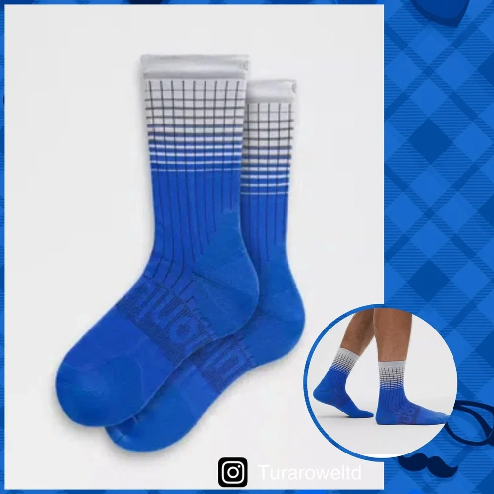 Lululemon Men's Power Stride Crew Socks Reflective size large NWT